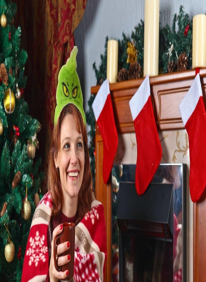 طوق رأس سانتا الأخضر من أزموناديو لعيد الميلاد، طوق رأس على شكل قبعة سانتا فروية، طوق رأس على شكل وحش أخضر لعيد الميلاد، هدايا للرجال والنساء البالغين - Image 5